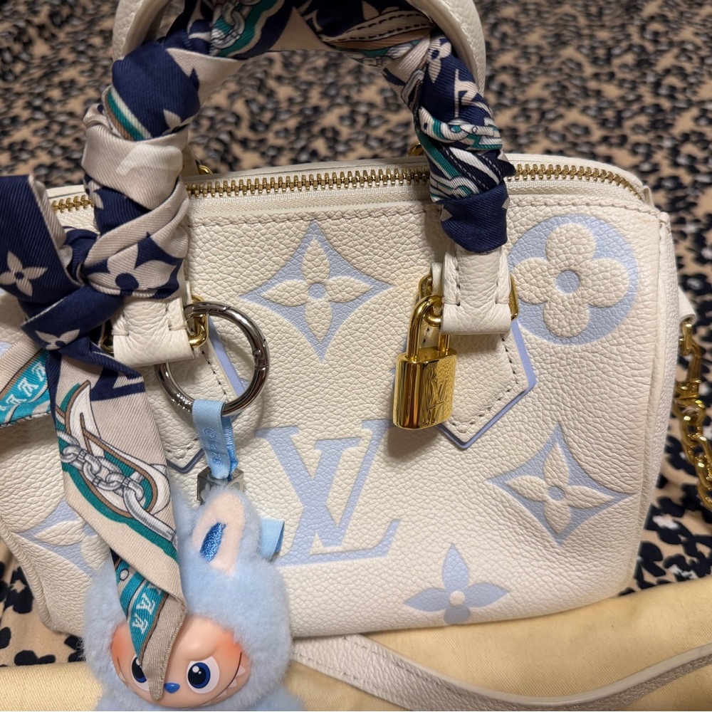 Louis Vuitton White & Light Blue Alma BB Satchel - Picture 4 of 5